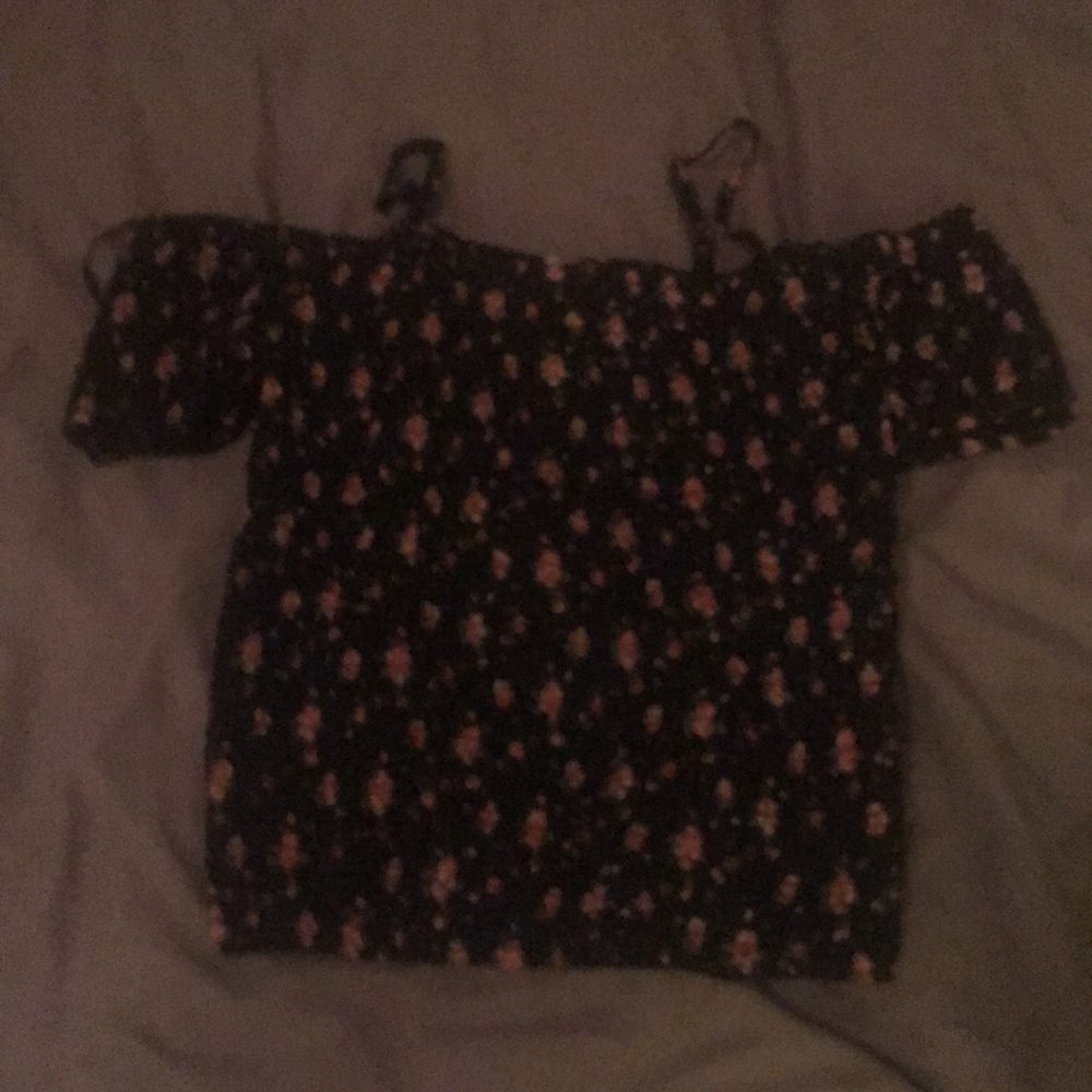 Black floral off the shoulder top